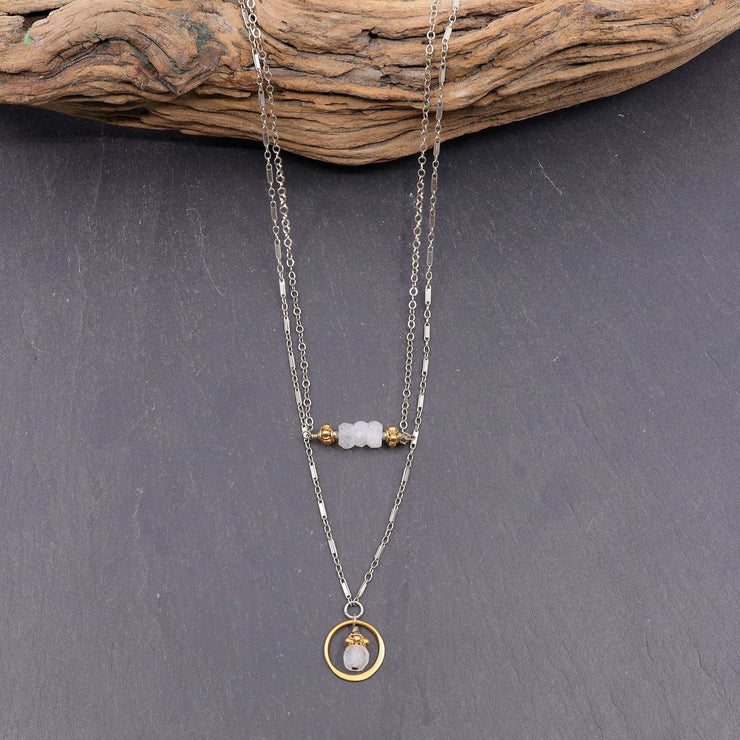 Simple Romance - Moonstone Double Strand Necklace main image | Breathe Autumn Rain Artisan Jewelry