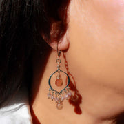 Sinhala - Padparadscha Sapphire Chandelier Earrings life style image | Breathe Autumn Rain Artisan Jewelry