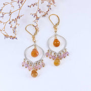 Sinhala - Padparadscha Sapphire Chandelier Earrings main image | Breathe Autumn Rain Artisan Jewelry