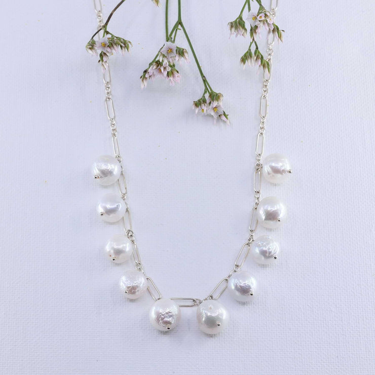 Siobhan - Baroque Pearls Silver Necklace main image | Breathe Autumn Rain Artisan Jewelry