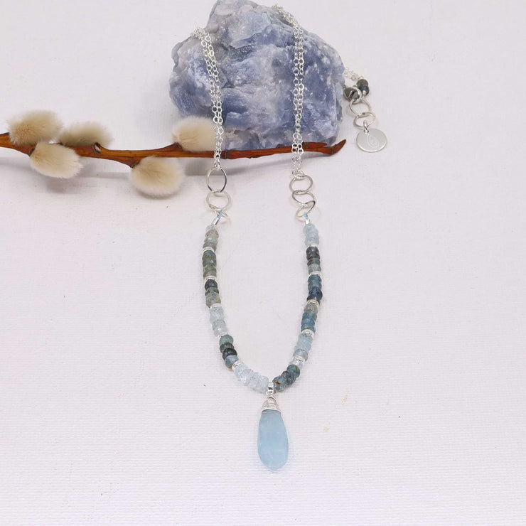 Skye - Aquamarine Sterling Silver Necklace main image | Breathe Autumn Rain Artisan Jewelry
