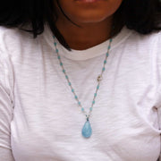 Skye's the Limit - Aquamarine Silver Necklace life style image | Breathe Autumn Rain Artisan Jewelry