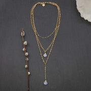 Soho - Triple-Strand Moonstone Gold Necklace main image | Breathe Autumn Rain Artisan Jewelry