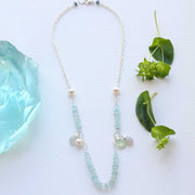 Sora - Aquamarine Multi Gemstone Silver Necklace main image | Breathe Autumn Rain Artisan Jewelry