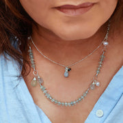 Sora - Aquamarine Multi Gemstone Silver Necklace layering example image | Breathe Autumn Rain Artisan Jewelry