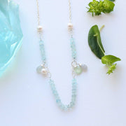 Sora - Aquamarine Multi Gemstone Silver Necklace alt image | Breathe Autumn Rain Artisan Jewelry