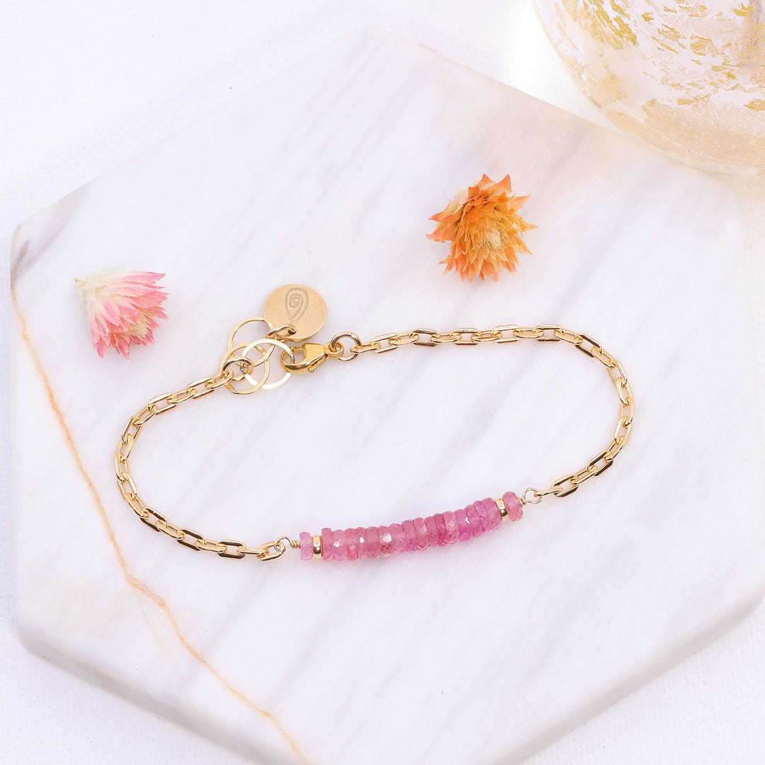 Sorbets in Summer - Pink Sapphire Gold Stacking Bracelet image | Breathe Autumn Rain Artisan Jewelry