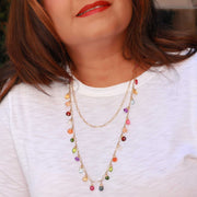 Sourire à la Vie - Multi Gemstone Gold Wrap Necklace life style image | Breathe Autumn Rain Artisan Jewelry