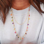 Sourire à la Vie - Multi Gemstone Gold Wrap Necklace life style alt image | Breathe Autumn Rain Artisan Jewelry