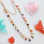Sourire à la Vie - Multi Gemstone Gold Wrap Necklace main image | Breathe Autumn Rain Artisan Jewelry