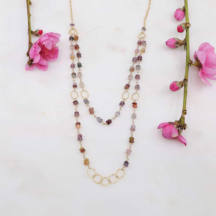 Spring Fling - Double Layered Gemstone Gold Necklace - alt image | Breathe Autumn Rain