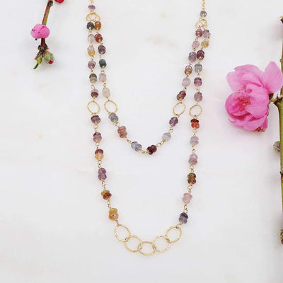 Spring Fling - Double Layered Gemstone Gold Necklace - main image | Breathe Autumn Rain