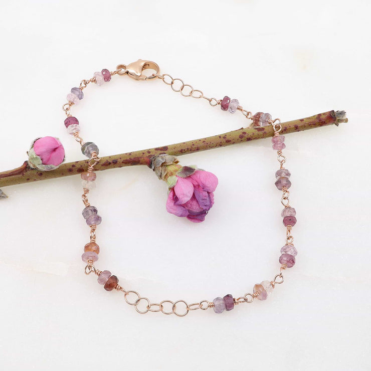 Spring Fling - Pink Spinel Rose Gold Bracelet main image | Breathe Autumn Rain Artisan Jewelry