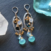 Spring Showers - Distressed Silver Multiple Gemstone Drop Earrings main image | Breathe Autumn Rain Artisan Jewelry