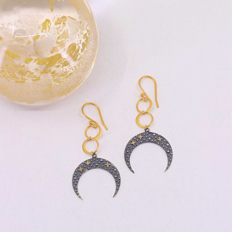 Starry Skies - Crescent Moon Earrings main image | Breathe Autumn Rain Artisan Jewelry