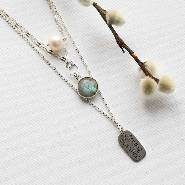 Strong is Beautiful - Sterling Silver Triple Layer Necklace alt image | Breathe Autumn Rain Artisan Jewelry