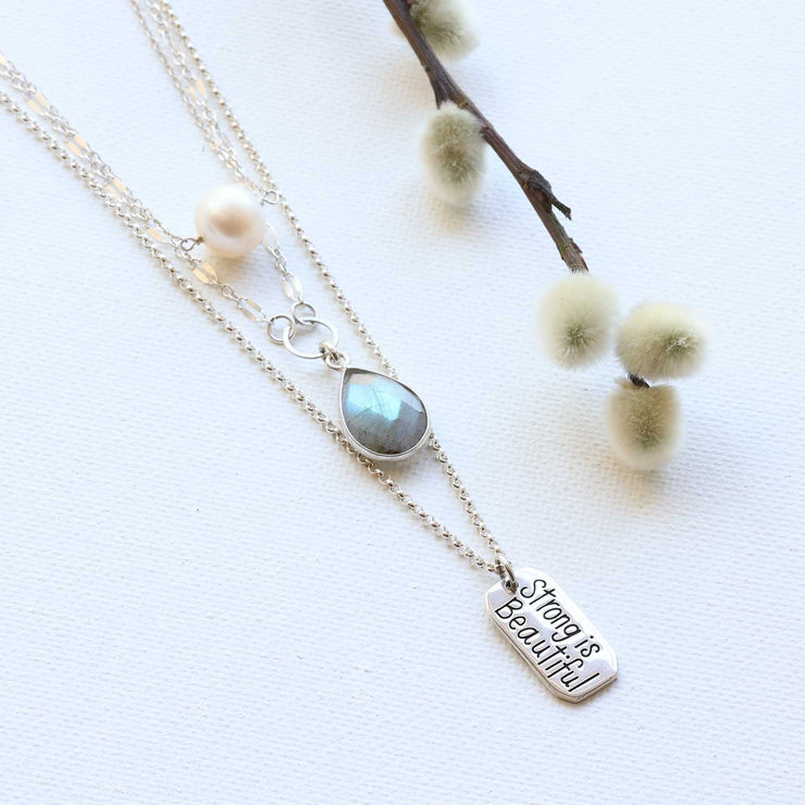 Sterling Silver Triple Layer Necklace Breathe Autumn Rain