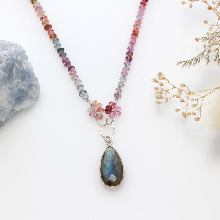 Summer Skies - Pink Spinel and Labradorite Necklace main image | Breathe Autumn Rain Artisan Jewelry