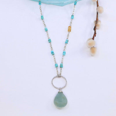 Sun-Skye-Sea - Multi Gemstone Grandidierite Silver Necklace main image | Breathe Autumn Rain Artisan Jewelry
