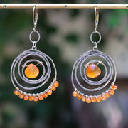 Sunburst - Citrine Silver Hoop Earrings alt image | Breathe Autumn Rain Artisan Jewelry
