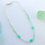 Sunny Day - Amazonite and Peruvian Opal Silk Knotted Necklace alt image | Breathe Autumn Rain Artisan Jewelry