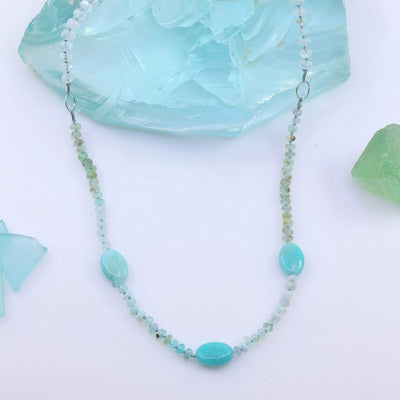 Sunny Day - Amazonite and Peruvian Opal Silk Knotted Necklace main image | Breathe Autumn Rain Artisan Jewelry