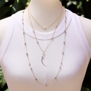 Super Star - Double Layered Crystal Quartz Mixed Metal Necklace alt life style image | Breathe Autumn Rain Artisan Jewelry