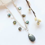 Telluride - Labradorite and Moonstone Sterling Silver Necklace main image | Breathe Autumn Rain Artisan Jewelry