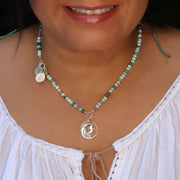 The Wedge - Peruvian Opal Surfer Charm Necklace life style image | Breathe Autumn Rain Artisan Jewelry