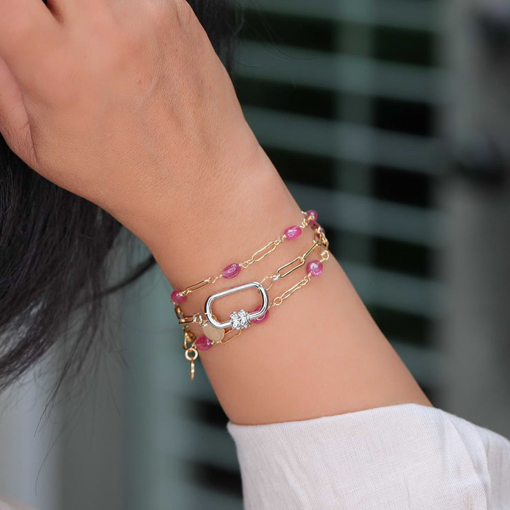 Think Pink - Love and Locked Bracelet stacking example image | Breathe Autumn Rain Artisan Jewelry