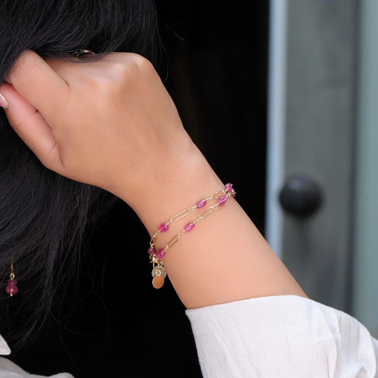 Think Pink - Pink Sapphire Gold Bracelet