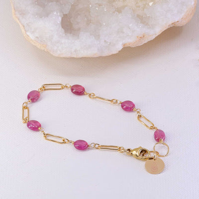 Think Pink - Pink Sapphire Gold Bracelet main image | Breathe Autumn Rain Artisan Jewelry