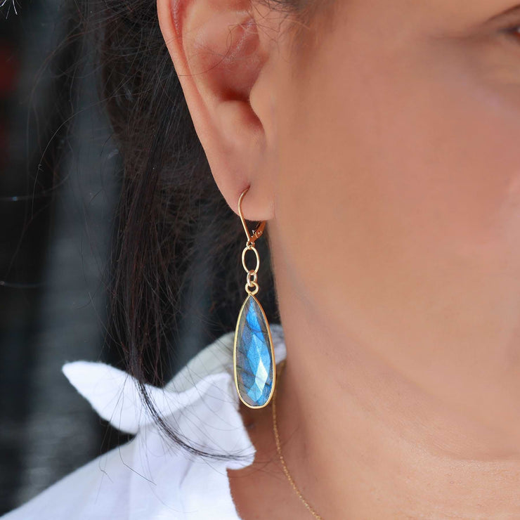 Tiburon - Labradorite Drop Earrings life style image | Breathe Autumn Rain Artisan Jewelry