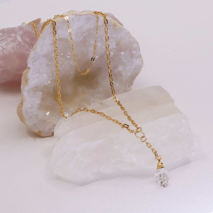 Toulouse - Layered Gold Herkimer Diamond Necklace alt image | Breathe Autumn Rain Artisan Jewelry