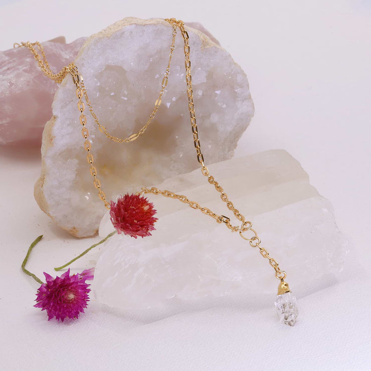 Herkimer Diamond Necklace Rose Gold Filled