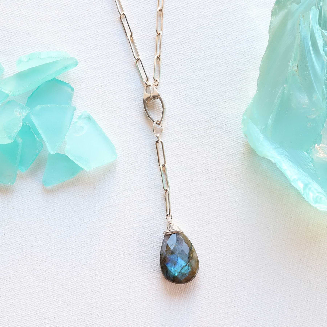 Tranquility - Labradorite Sterling Silver Paperclip Chain Necklace main image | Breathe Autumn Rain Artisan Jewelry