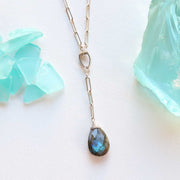 Tranquility - Labradorite Sterling Silver Paperclip Chain Necklace main image | Breathe Autumn Rain Artisan Jewelry