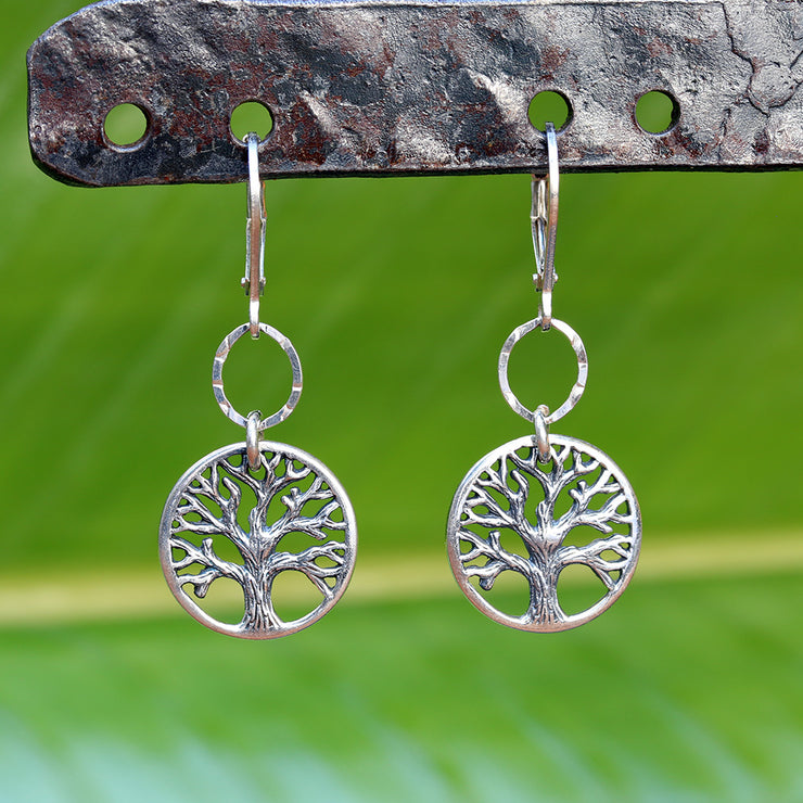 Tree of Life Sterling Silver Earrings - Small - BreatheAutumnRain