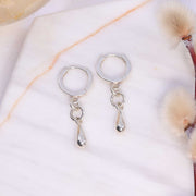 Turid and Freja - Sterling Silver Hoop Earrings Raindrop image | Breathe Autumn Rain Artisan Jewelry