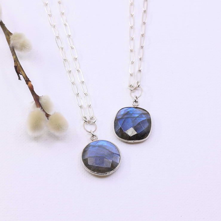 Twilight - Blue Labradorite Pendant Sterling Silver Necklace alt image | Breathe Autumn Rain Artisan Jewelry