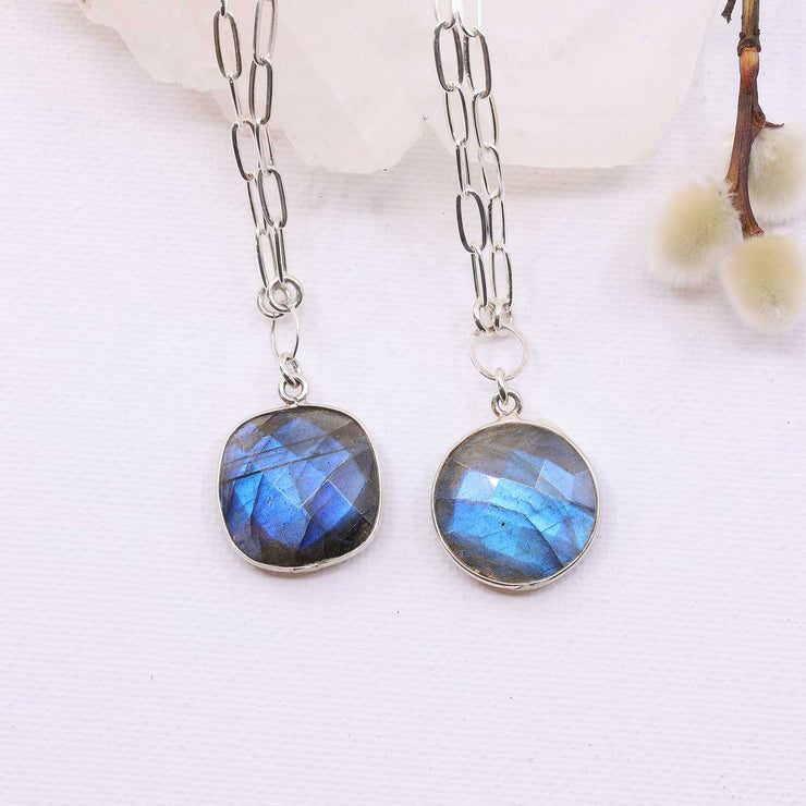 Twilight - Blue Labradorite Pendant Sterling Silver Necklace alt image | Breathe Autumn Rain Artisan Jewelry