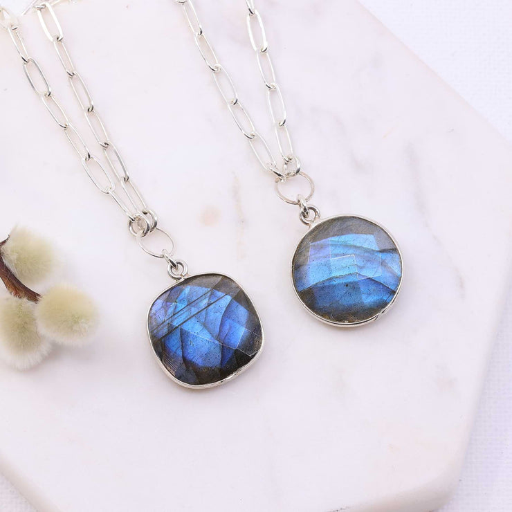 Twilight - Blue Labradorite Pendant Sterling Silver Necklace main image | Breathe Autumn Rain Artisan Jewelry