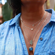 Twilight - Blue Labradorite Pendant Sterling Silver Necklace life style image | Breathe Autumn Rain Artisan Jewelry