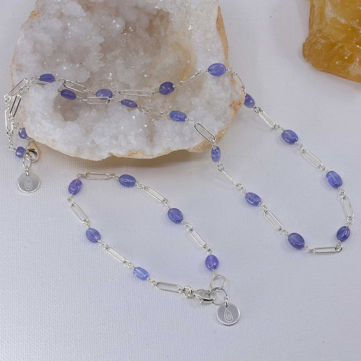 Valensole - Tanzanite Sterling Silver Chain Necklace and Bracelet image | Breathe Autumn Rain Artisan Jewelry