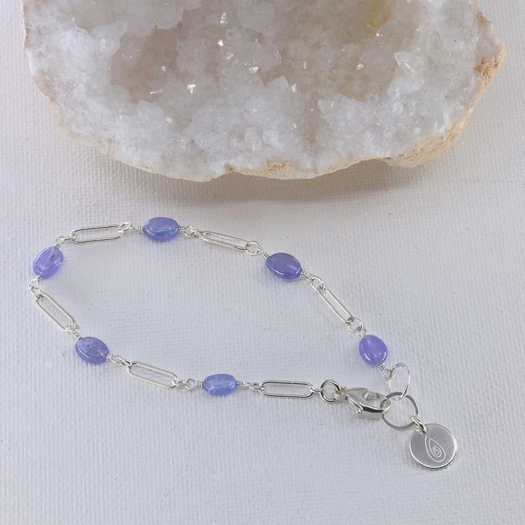Valensole - Tanzanite Sterling Silver Chain Bracelet alt image | Breathe Autumn Rain Artisan Jewelry