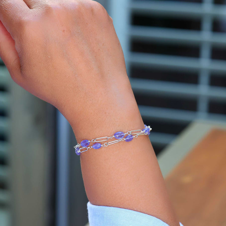 Valensole - Tanzanite Sterling Silver Chain Bracelet life style alt image | Breathe Autumn Rain Artisan Jewelry