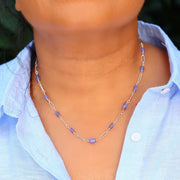 Valensole - Tanzanite Sterling Silver Chain Necklace life style image | Breathe Autumn Rain Artisan Jewelry