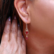 Valentina - Pink Sapphire Gold Drop Earrings life style image | Breathe Autumn Rain Artisan Jewelry