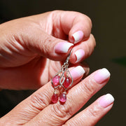 Valentina - Pink Sapphire Gold Drop Earrings life style image | Breathe Autumn Rain Artisan Jewelry
