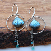 Vamp - Labradorite Sterling Silver Hoop Earrings alt image | Breathe Autumn Rain Artisan Jewelry